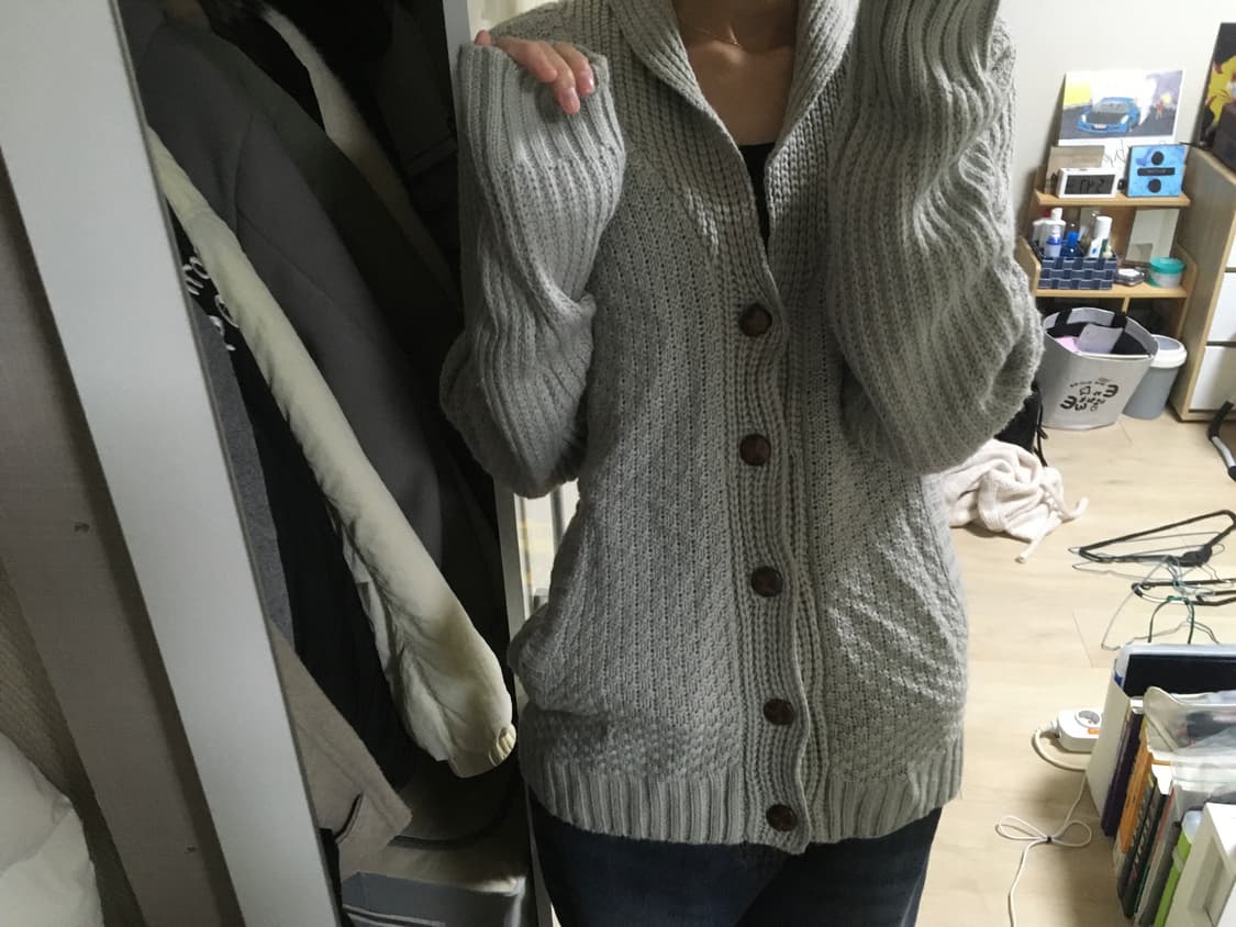 일본 빈티지🇯🇵버튼 와플 가디건 상품이미지7