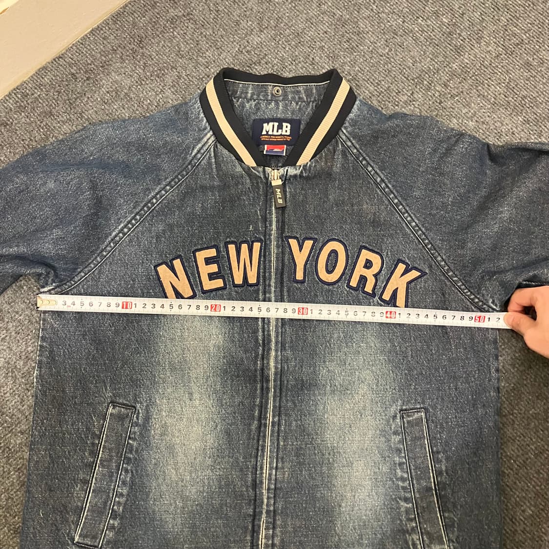 N195 00s mlb 엠엘비 뉴욕양키스 데님 바시티 자켓 상품이미지5