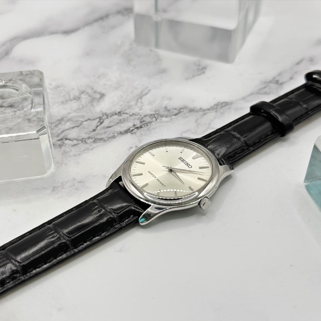 90s00s 빈티지 세이코 미니멀리즘 실버 썬레이 드레스 워치 상품이미지6