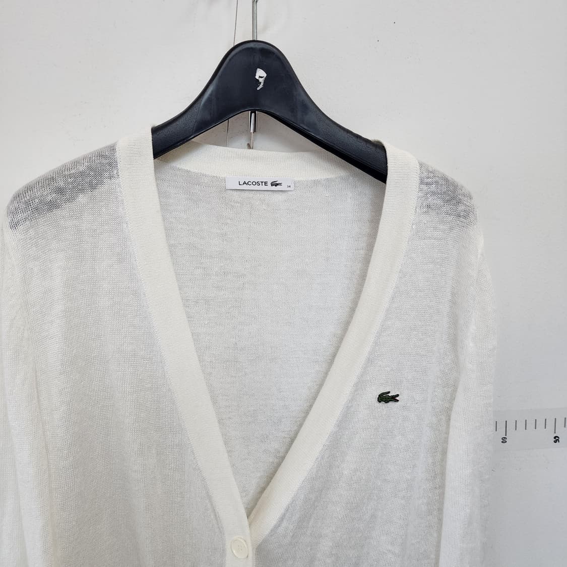 라코스테 화이트 브이넥 린넨가디건 상품이미지2