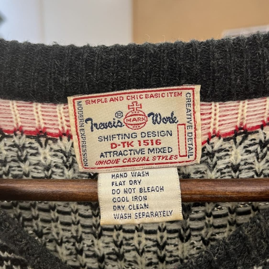 빈티지 히피 에스닉 보헤미안 패턴 뜨개 니트 F C10306 상품이미지5