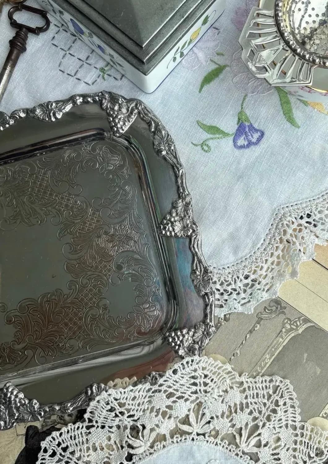 앤틱 실버플레이트 포도 트레이 상품이미지4