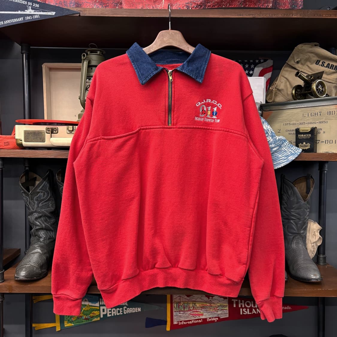 90s 오리지널 USA EMT 디페인더 워크 반집업 스웻셔츠 N701 상품이미지1