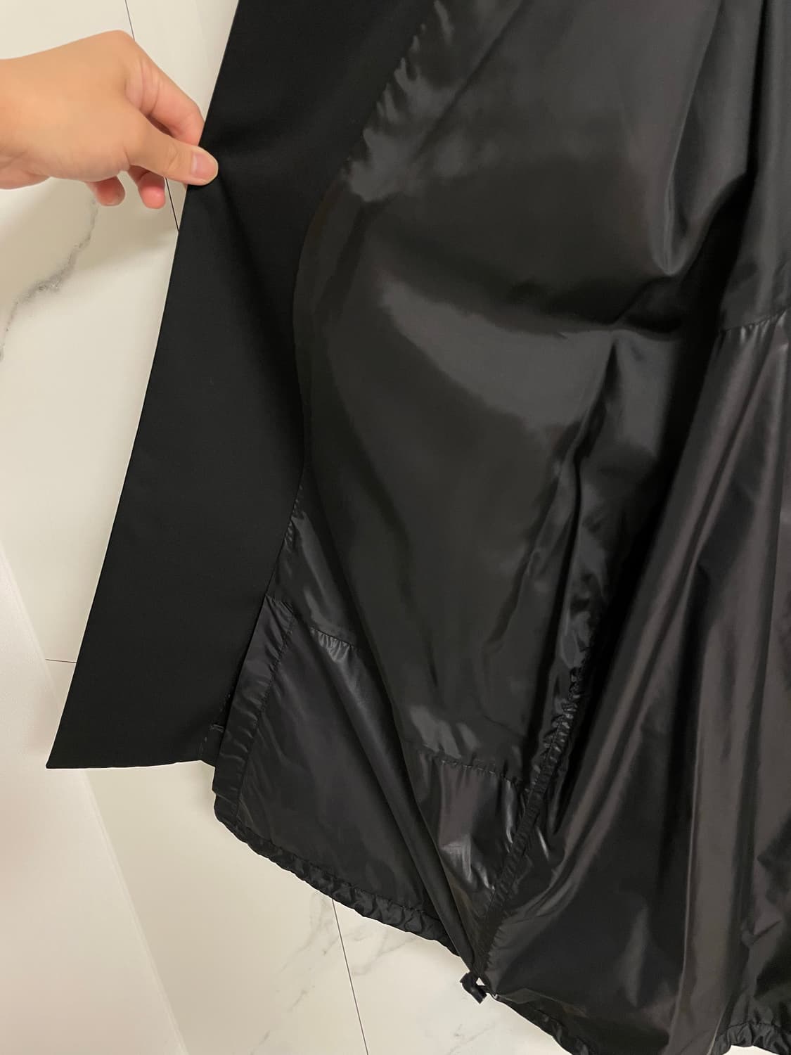 (46) 준지 블랙 화섬 레이어드 싱글 울코트 상품이미지3