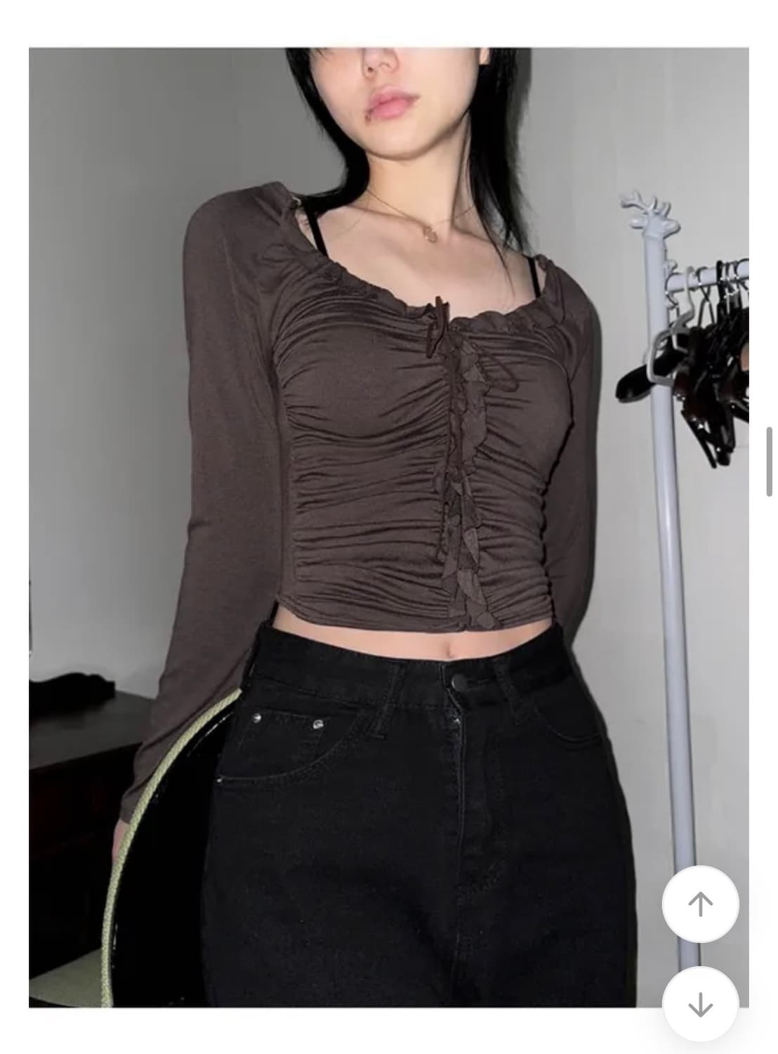 Satomi Radio Frill shirring span top 상품이미지2