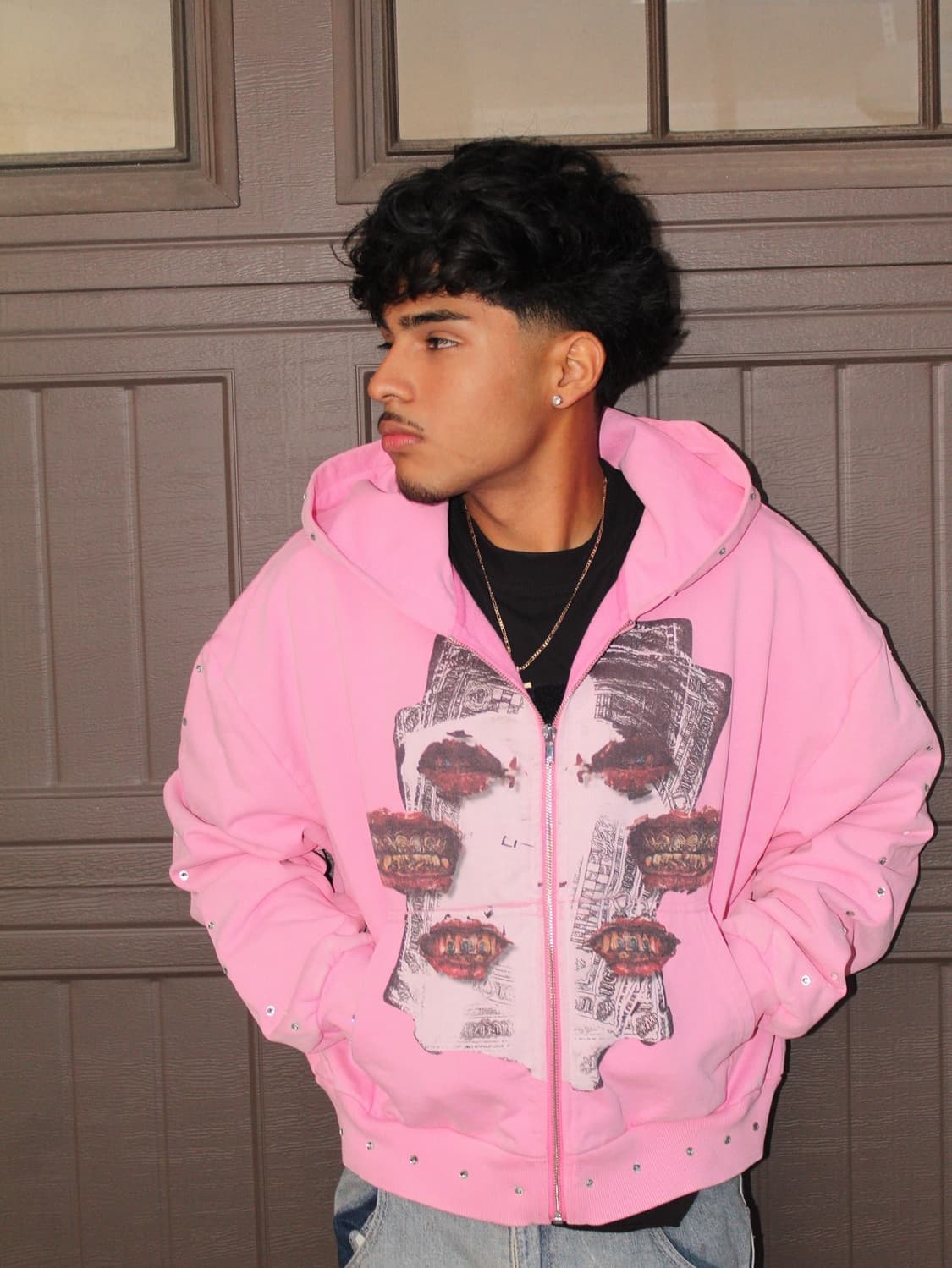 빈티지무드 핑크크롭 후드집업  상품이미지2