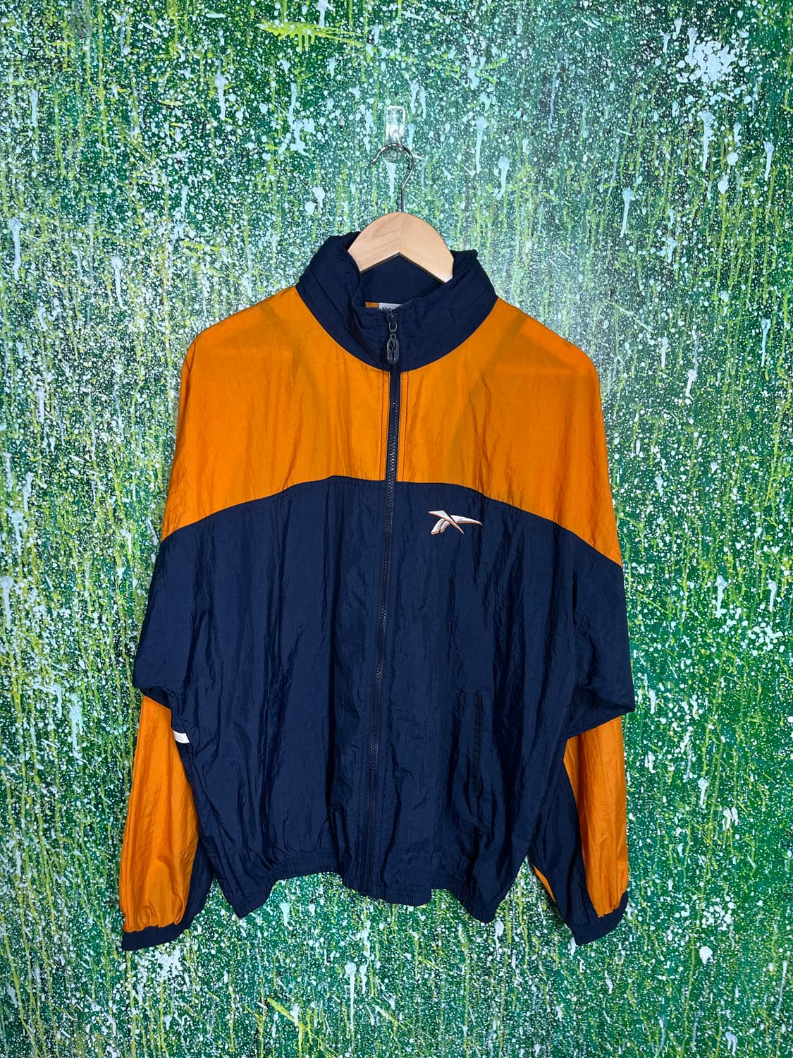 리복 오렌지 네이비 바람막이 자켓M 상품이미지4
