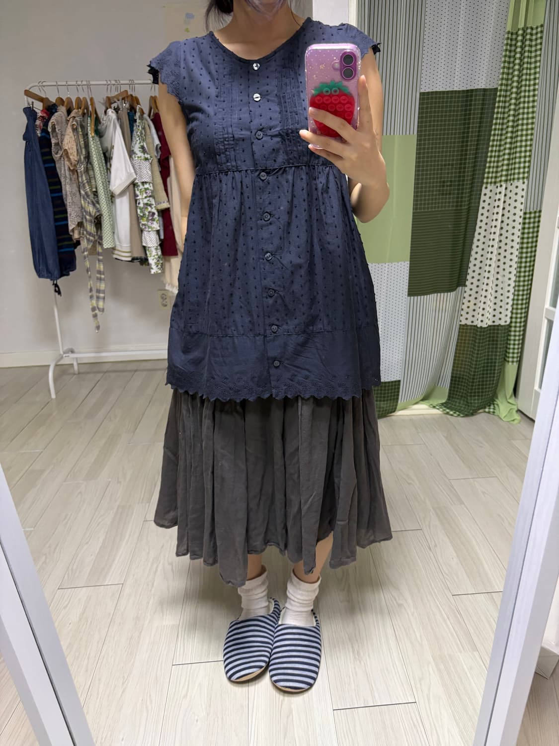 도트 반소매 블라우스 상품이미지8