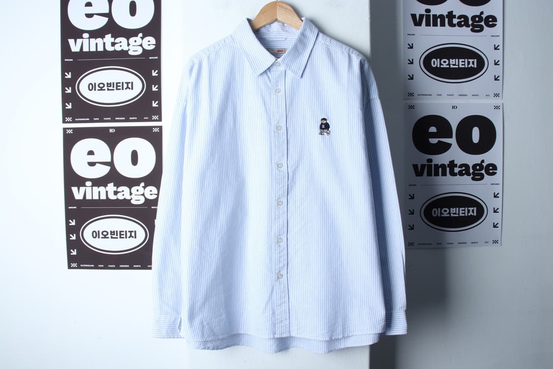 (XL-2XL) 스파오 셔츠 남방 옥스포드 스트라이프 연블루-H32353 상품이미지2