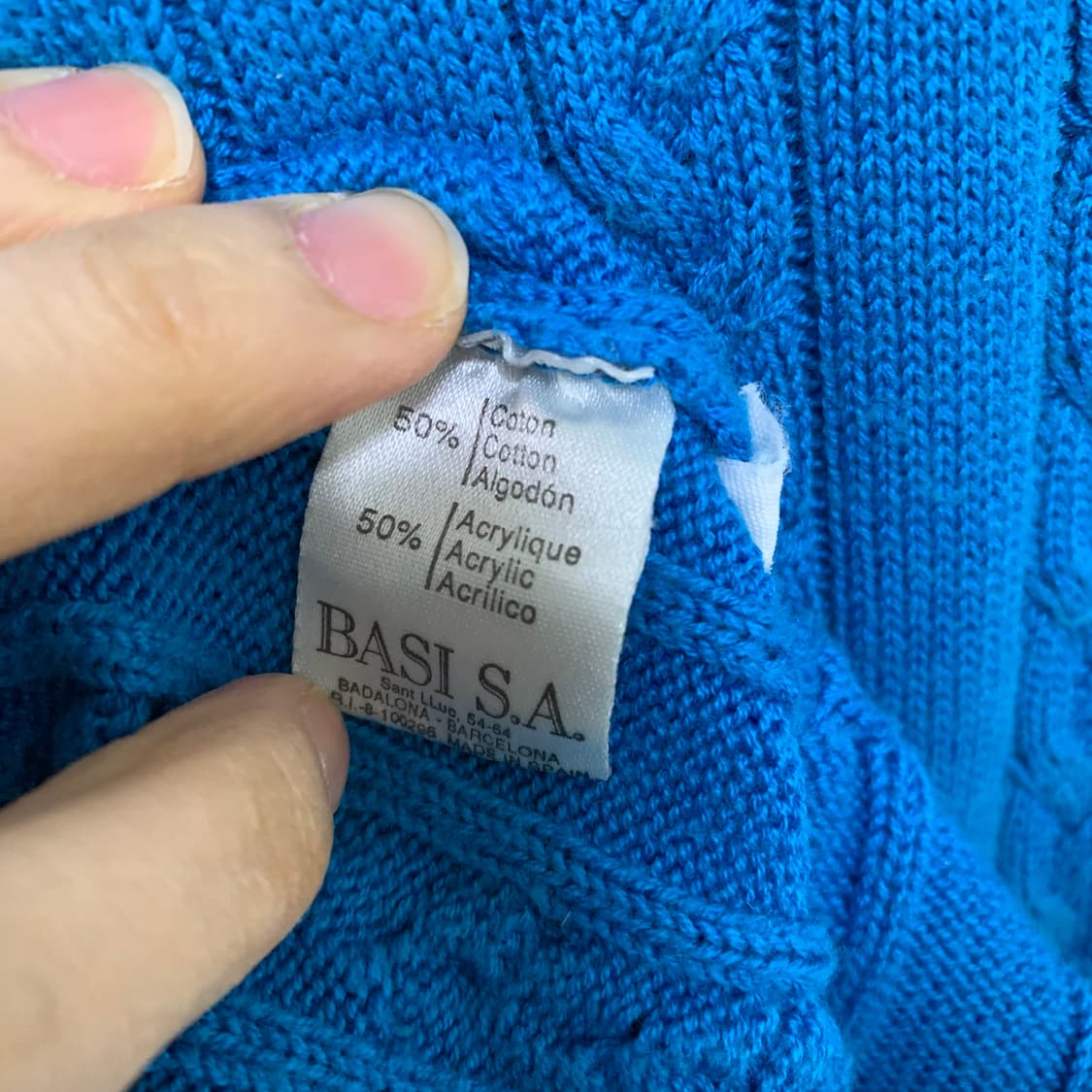 라코스테 라운드넥 케이블 니트 꽈배기 스카이블루 긴팔니트스웨터  상품이미지4