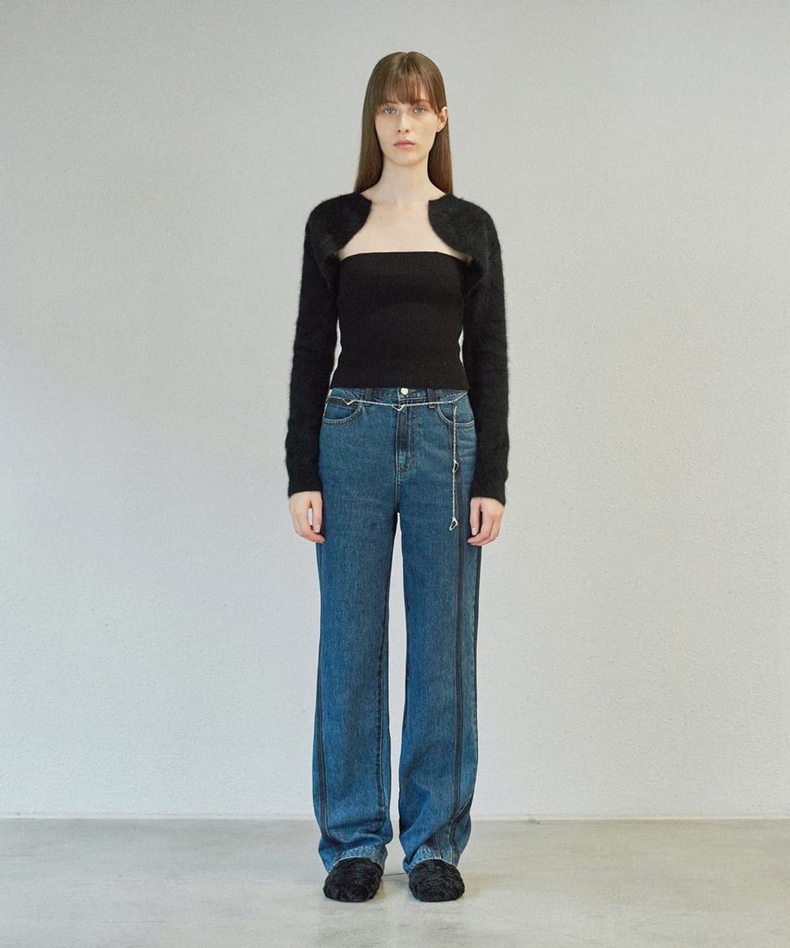 다이애그널 diagonal LAYERED TUBE TOP CARDIGAN 상품이미지3