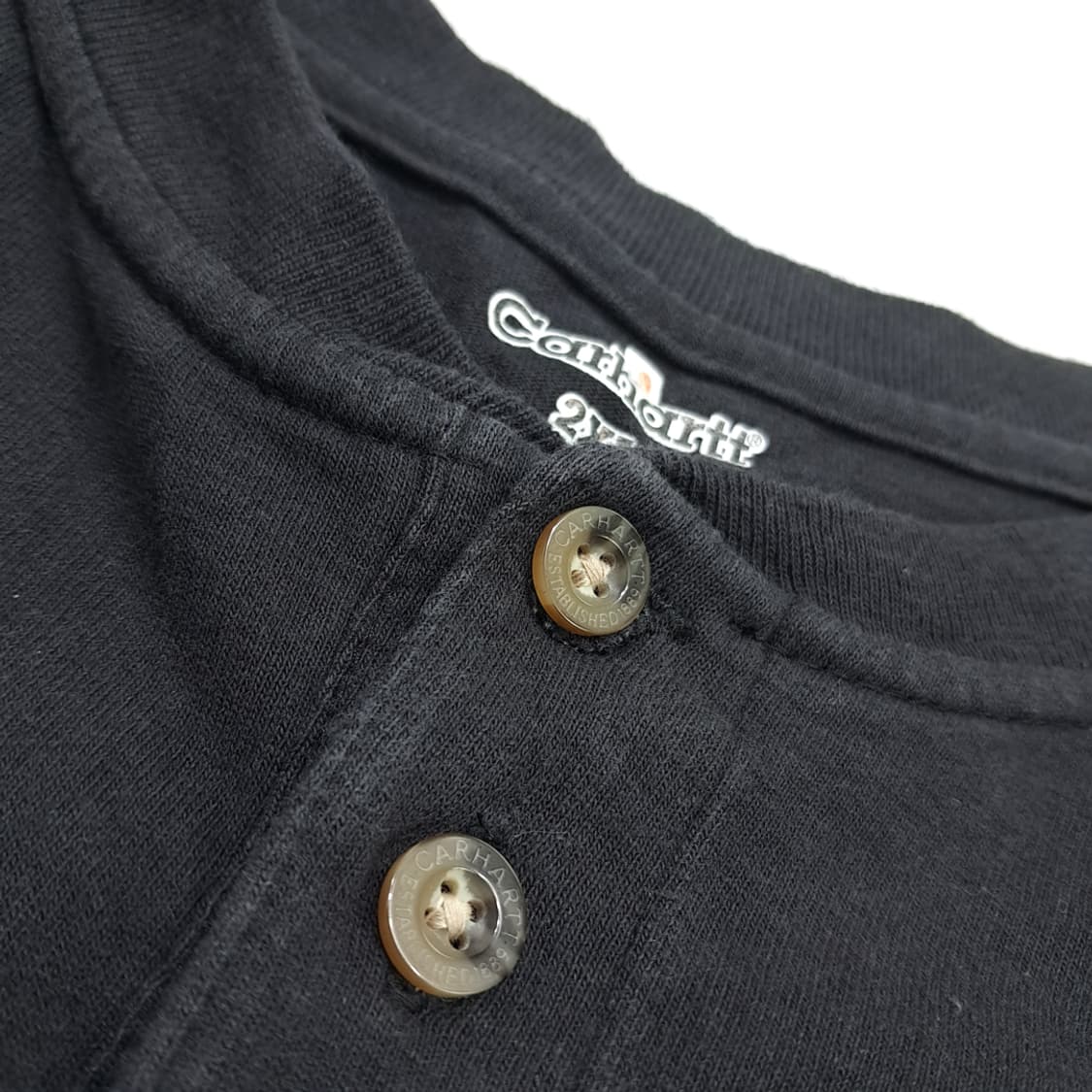 Co774 2XL 칼하트 블랙 포켓 헨리넥 긴팔 티셔츠 상품이미지6