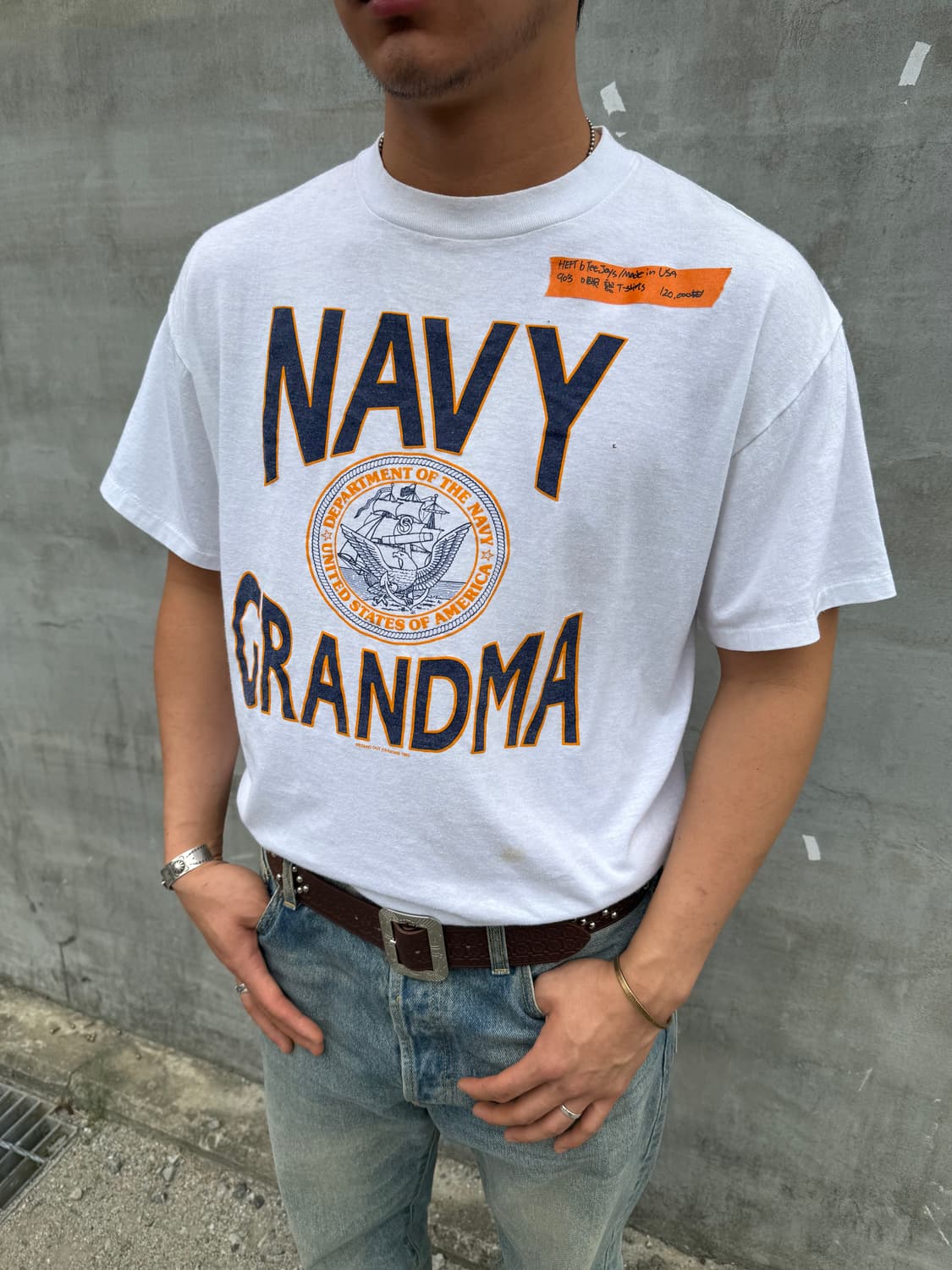 90s U.S. NAVY GRANDMA 프린팅 티셔츠 상품이미지3
