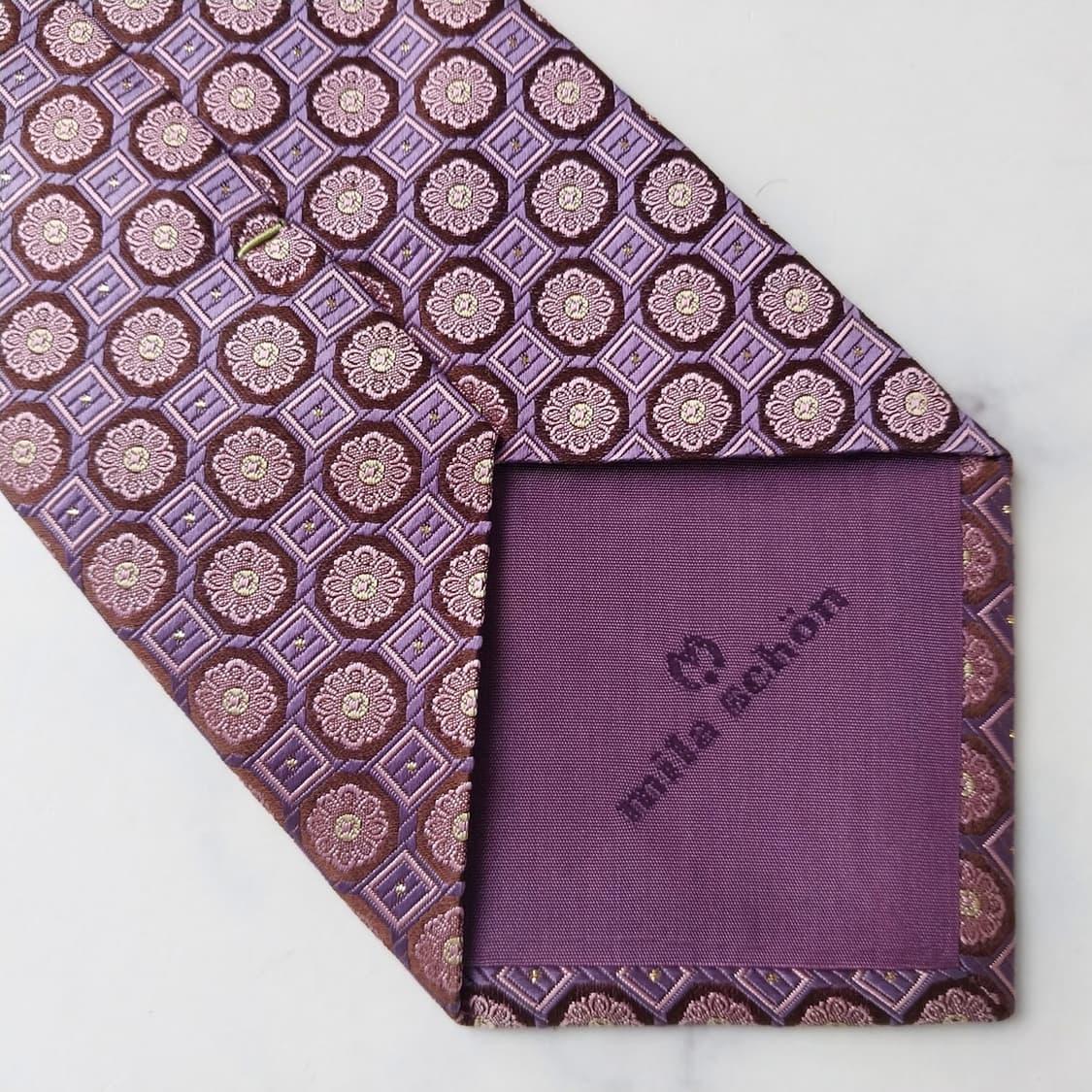 밀라숀 실크 퍼플 패턴 넥타이 9.6cm A~B등급 K2037 상품이미지7