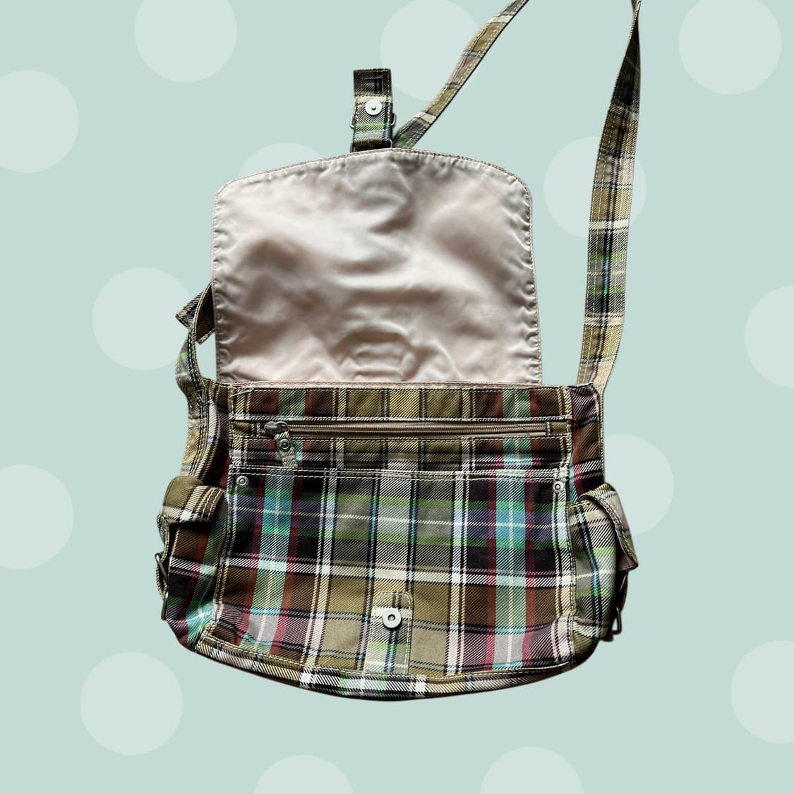 모리걸 빈티지 체크무늬 크로스백 상품이미지5