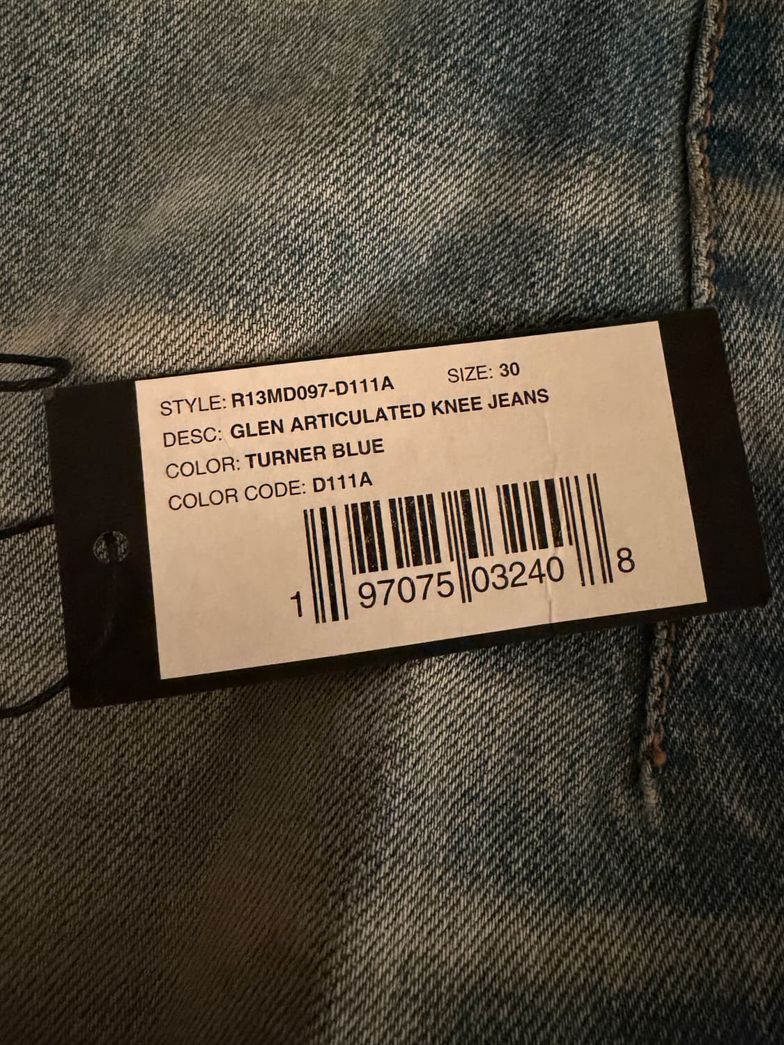 (변우석 바지) R13 글렌 아티큘레이티드 니 데님 팬츠 상품이미지10