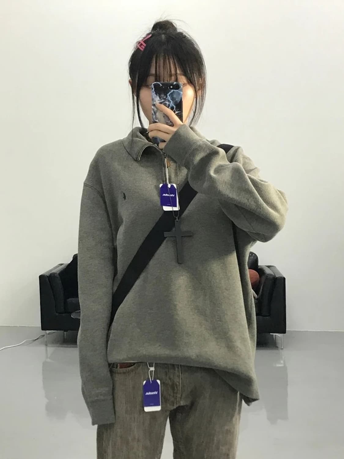 폴로 랄프로렌 차콜 반집업 상품이미지1