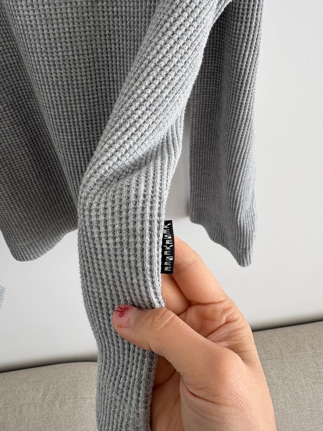 YESEYESEE 와플 티셔츠 회색 상품이미지4