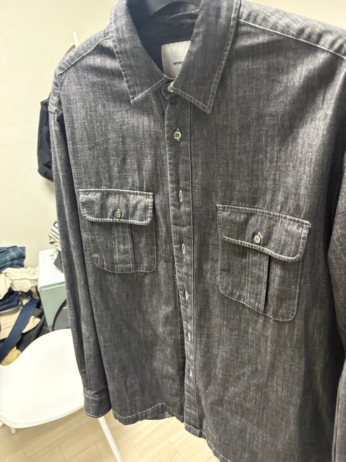 인더로우 washed denim safari shirt(블랙, 3사이즈) 상품이미지2