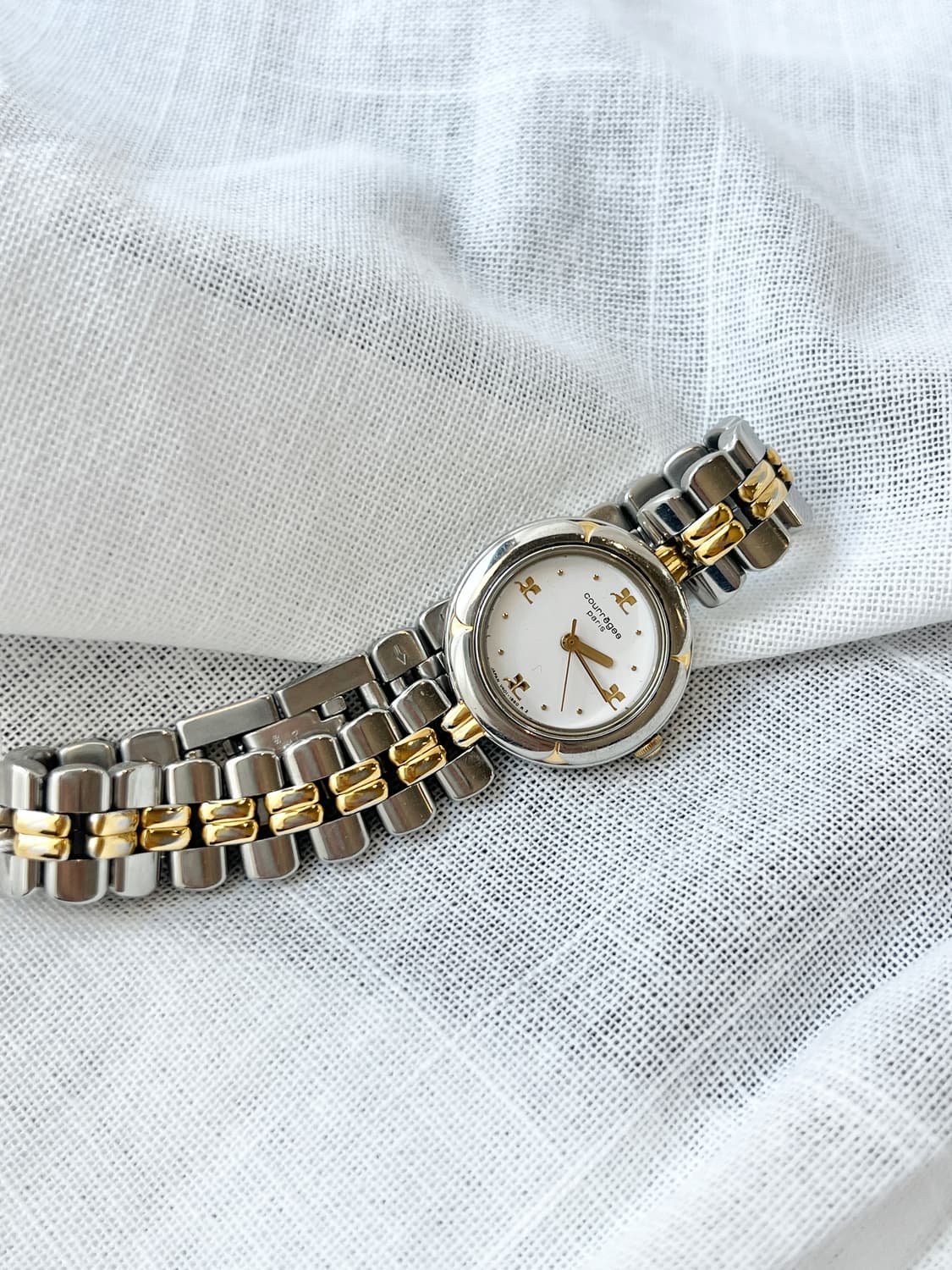 90s Courreges 꾸레쥬 로고아워 콤비 손목시계 상품이미지5