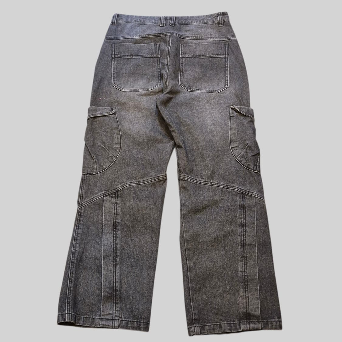 32~33인치 절개패턴 워싱그레이 카고데님팬츠  상품이미지2