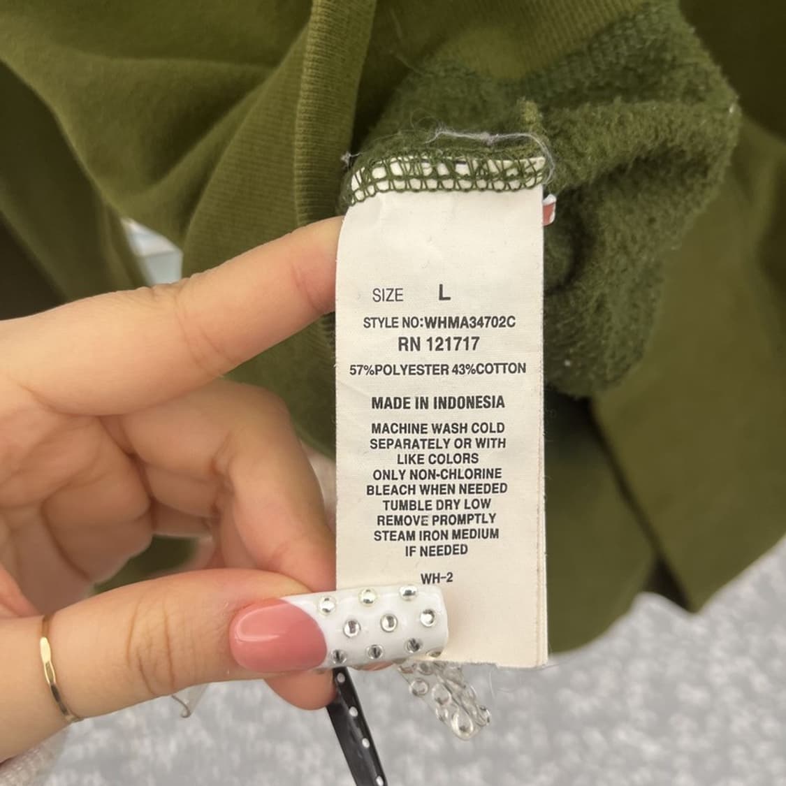 후아유 Y2K 레트로 말차카키 데미지 후드집업 XL C10096 상품이미지6