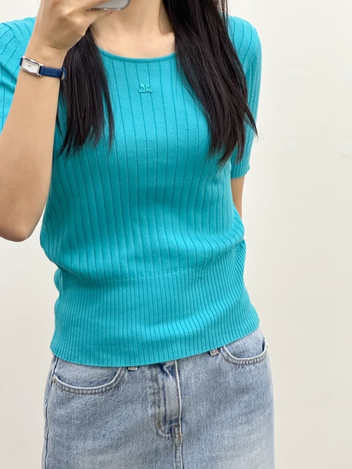 courreges / 꾸레쥬 터키 코튼 반팔 니트 탑 상품이미지8