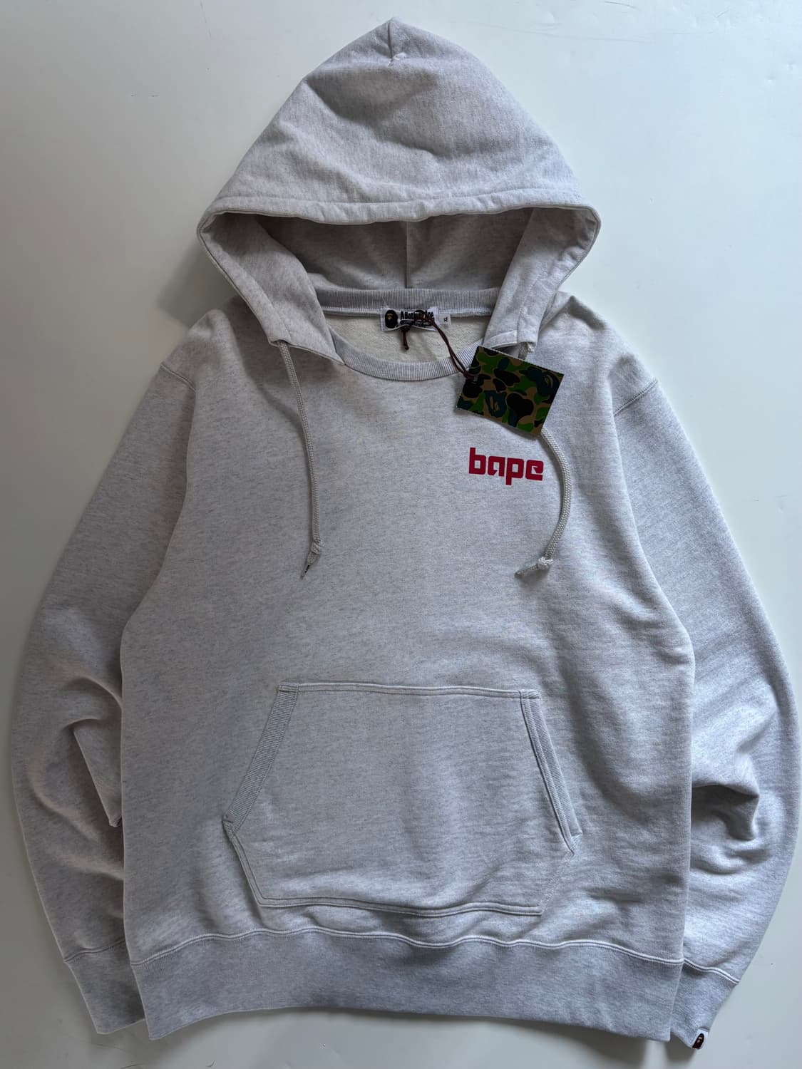 (미사용) Bape 베이프 멜란지그레이 풀오버 백프린팅 애프터 후드  상품이미지4