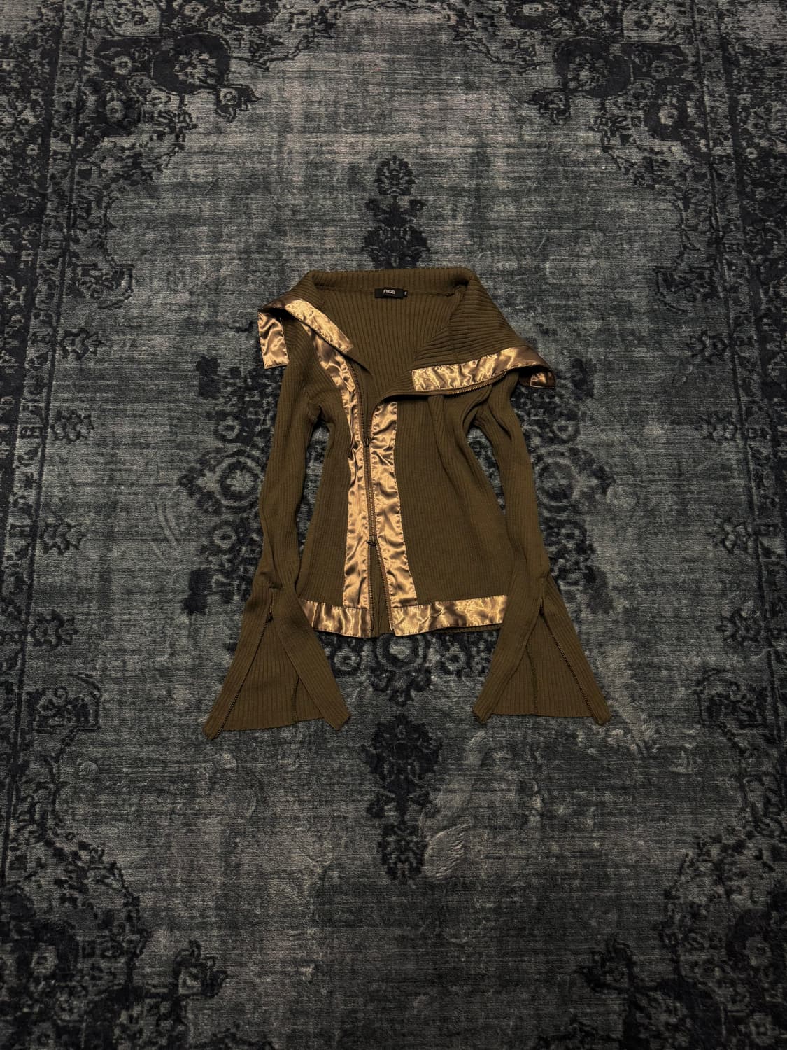 Prigs asymmetry khaki ribbed zip up 상품이미지1