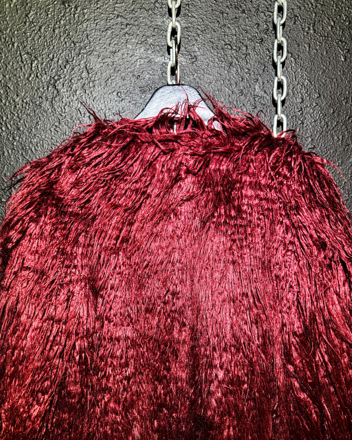 Burgundy long hair fur jacket 상품이미지8