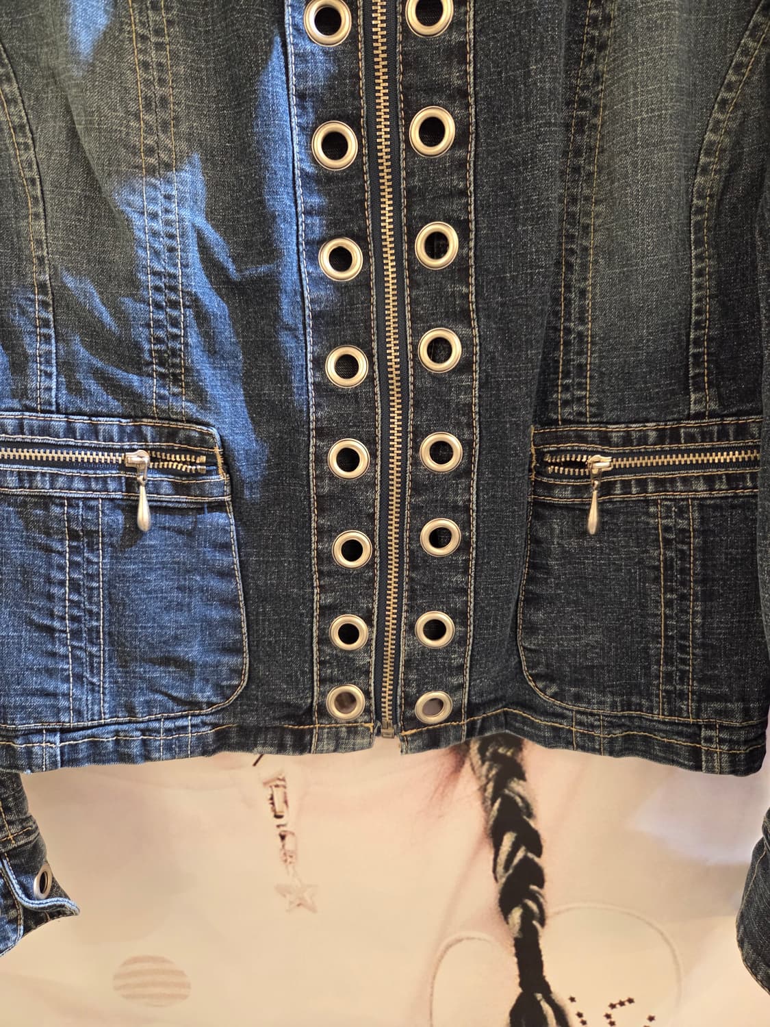 VINTAGE Y2K 펑크 아일렛 중청자켓💯 상품이미지4