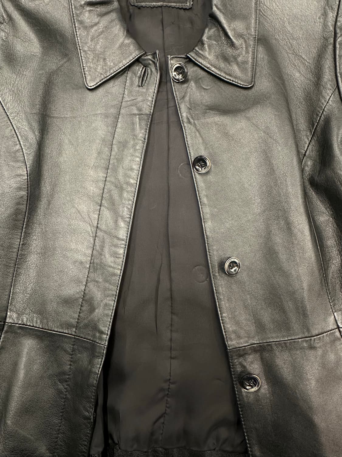 38)Japanese vintage 여성 히든버튼 레더자켓 상품이미지4