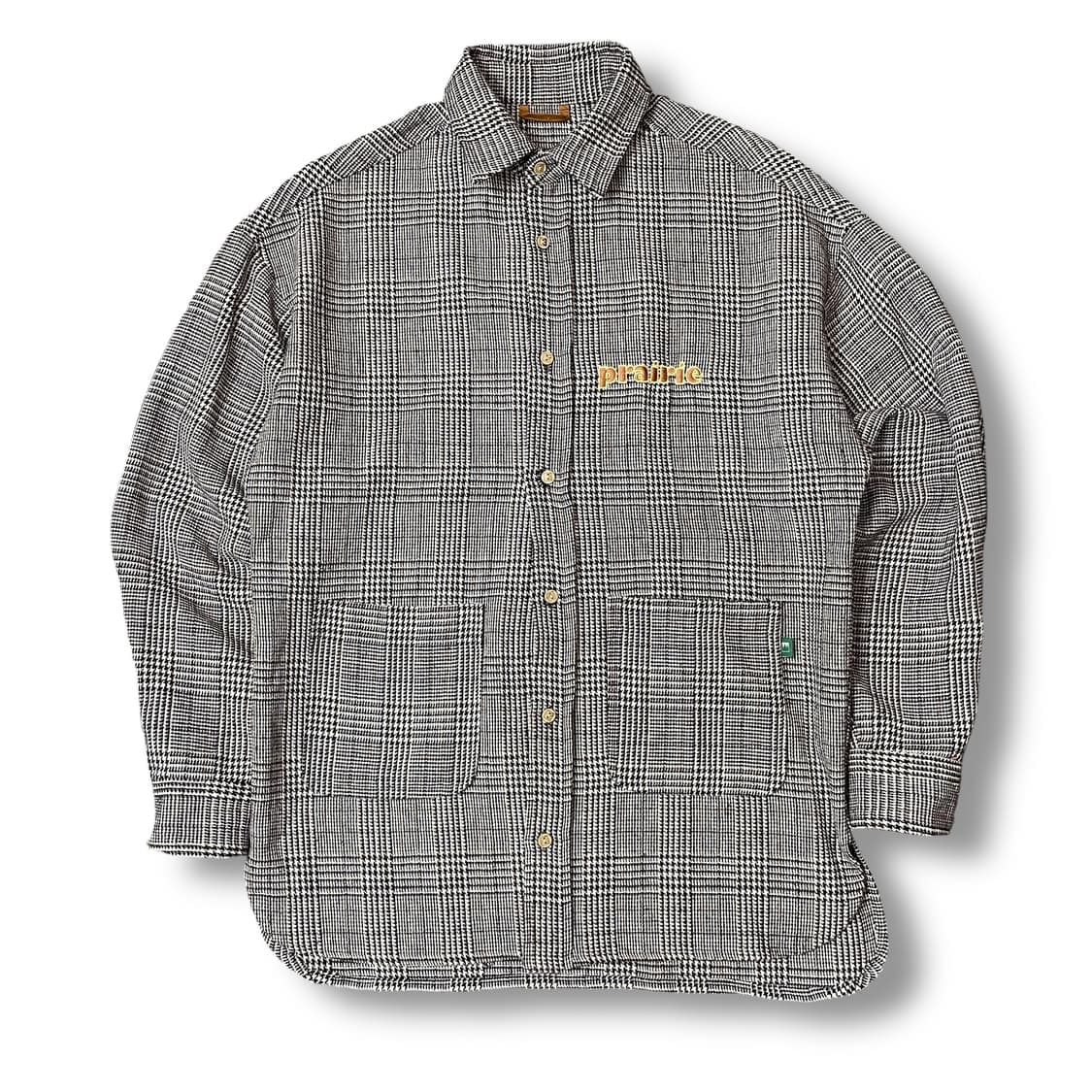 빈티지 브라운 하운드체크 자수 워크 셔츠 자켓 S 상품이미지1