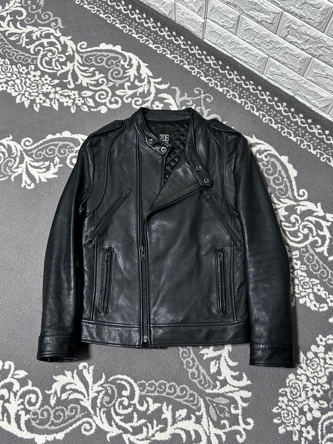 206 옴므 램스킨 크로코 엠보스드 디테일 자켓 상품이미지1