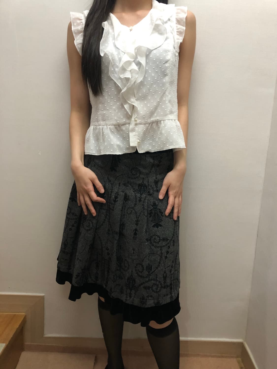 빈티지 화이트 프릴 도트 블라우스 상품이미지6