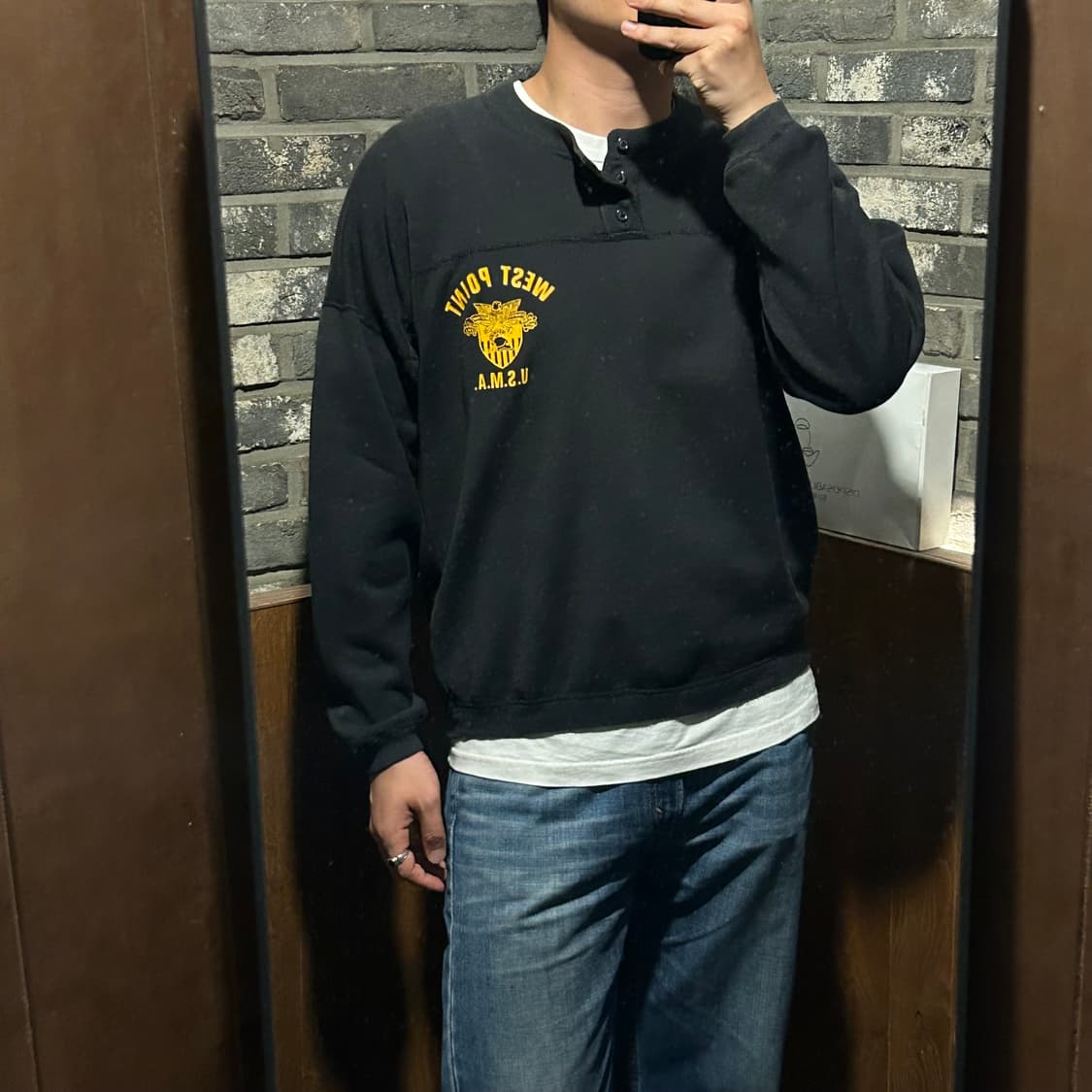 XL) 90s 바셋워커 USMA 웨스트포인트 헨리넥 스웨트셔츠 상품이미지7