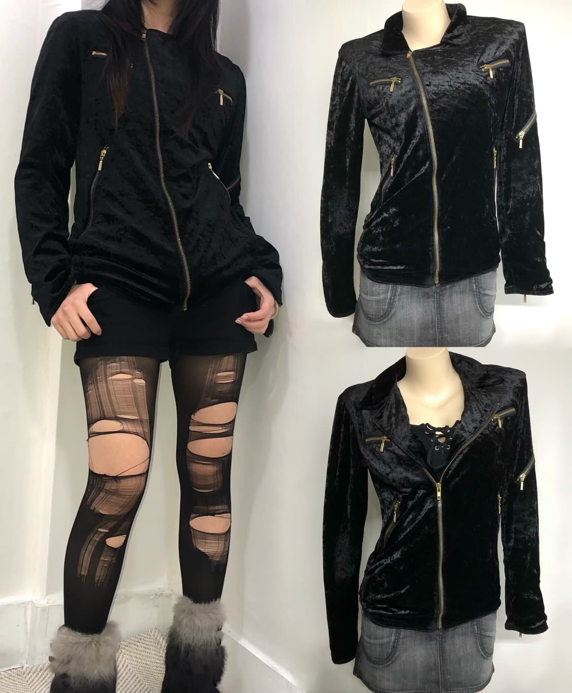  black velvet zip up jacket 상품이미지1
