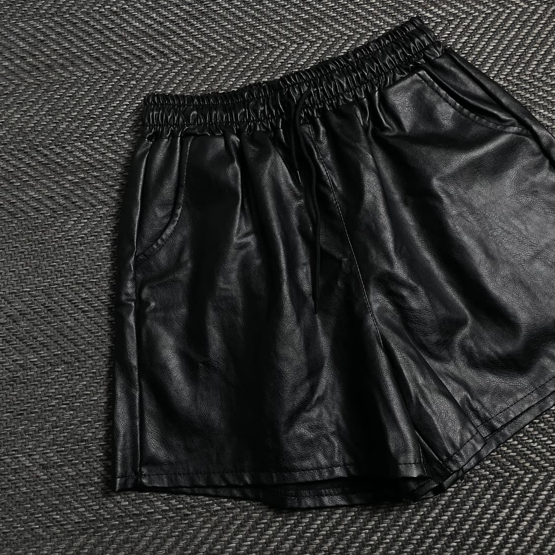 빈티지 우먼스 비건 레더 버뮤다 하프 팬츠o 3989 상품이미지3