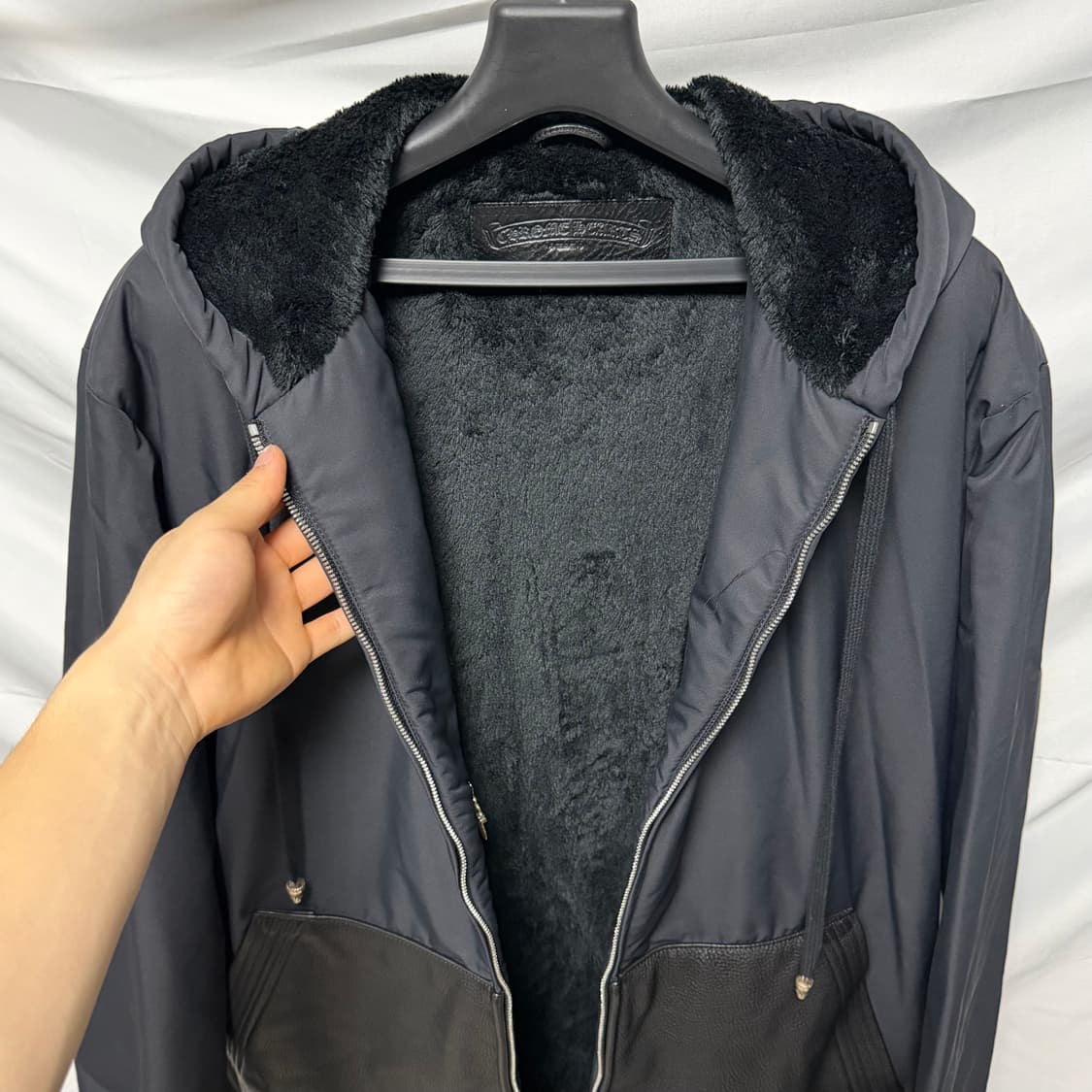 1250판매/S+급 크롬하츠 트리플 크로스 레더패치 내피 풀퍼 롱패딩 상품이미지7