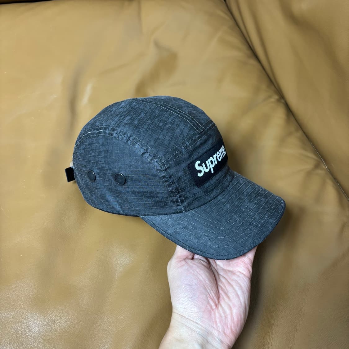 Supreme 슈프림 23fw 디스트레스드 블랙 캠프캡 모자 Black 상품이미지4