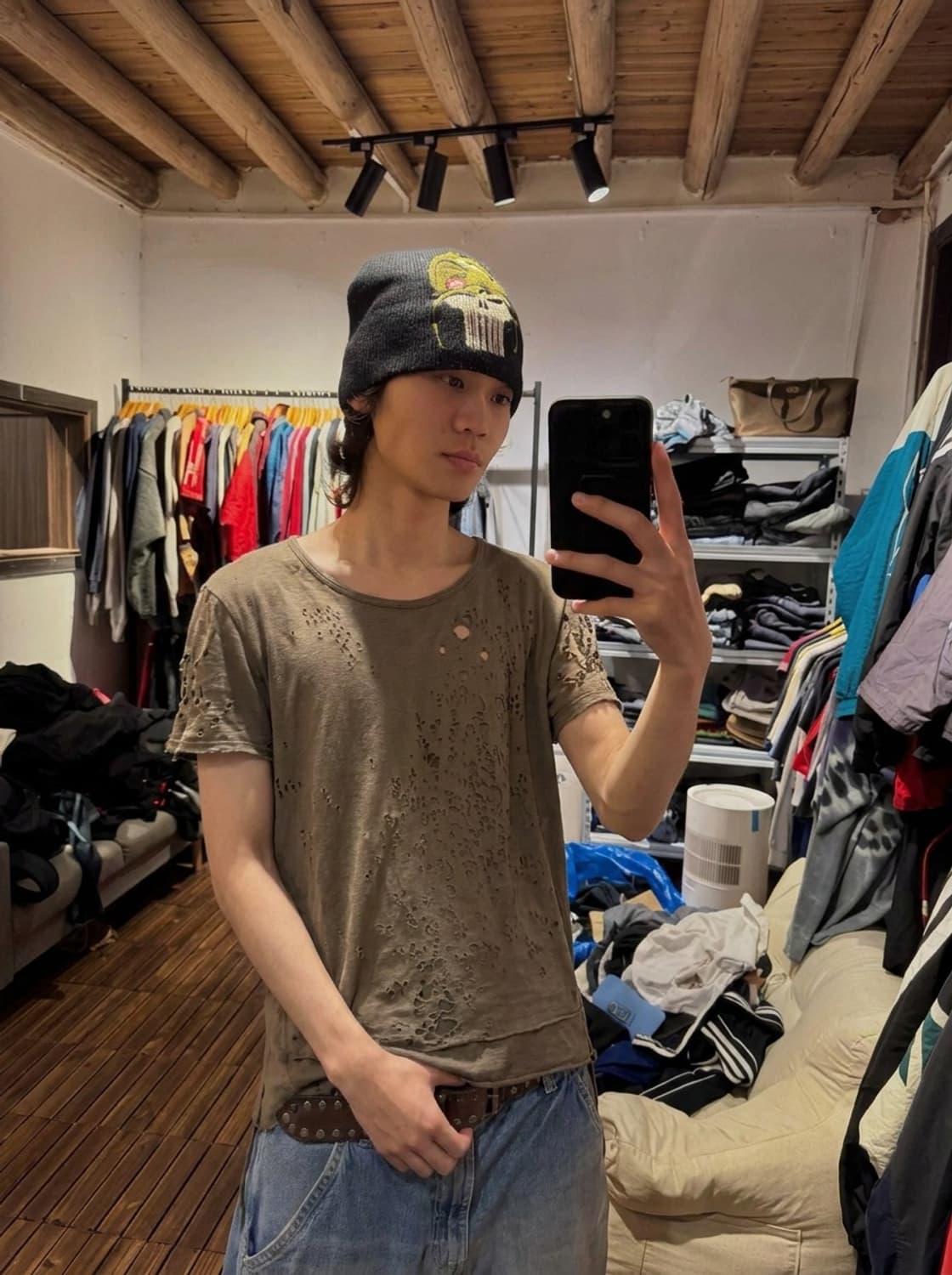 미하라야스히로  홀 데미지 레이어드 반팔 상품이미지1