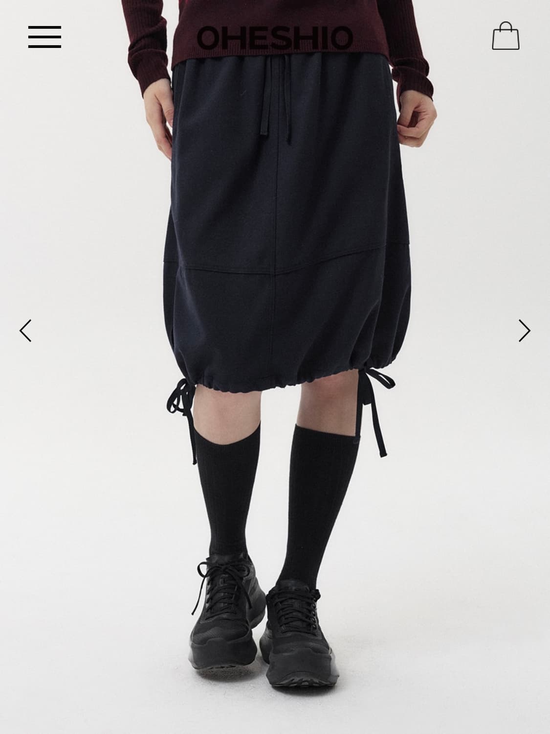 새상품) 오헤시오 스티치 밴딩 미디 스커트 상품이미지3