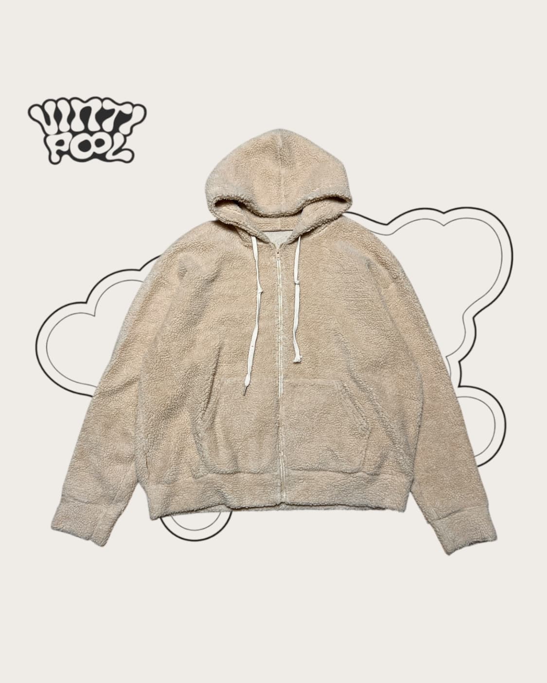빈티지 뽀글이 후드집업 3XL 베이지 상품이미지1