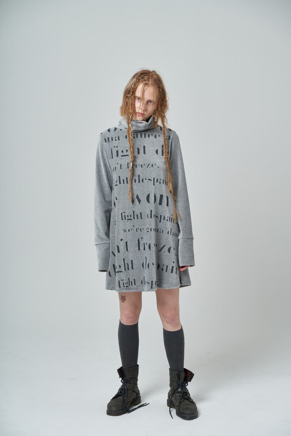 Printed velour dress_gray 상품이미지1