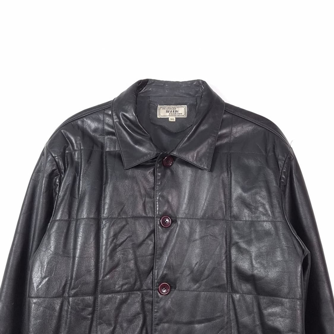 Leather Silk 빈티지 카우하이드 레더 하프 코트 L 상품이미지2