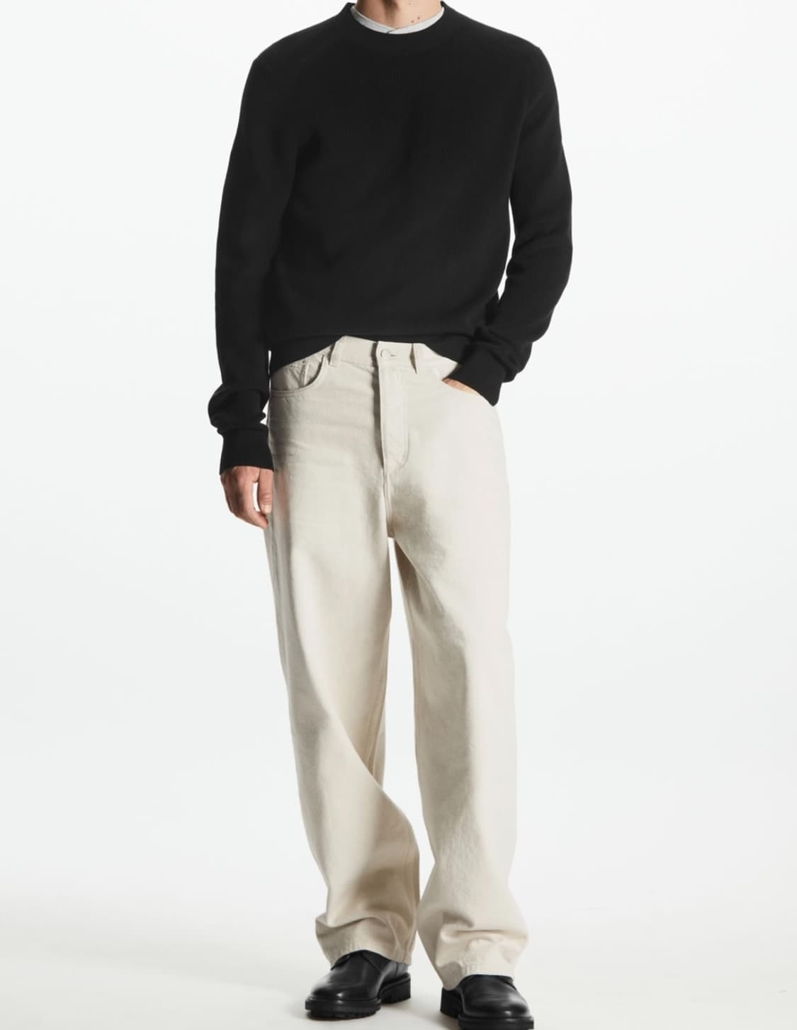 COS 레귤러핏 크루넥 스웨터 (블랙) XL 상품이미지1