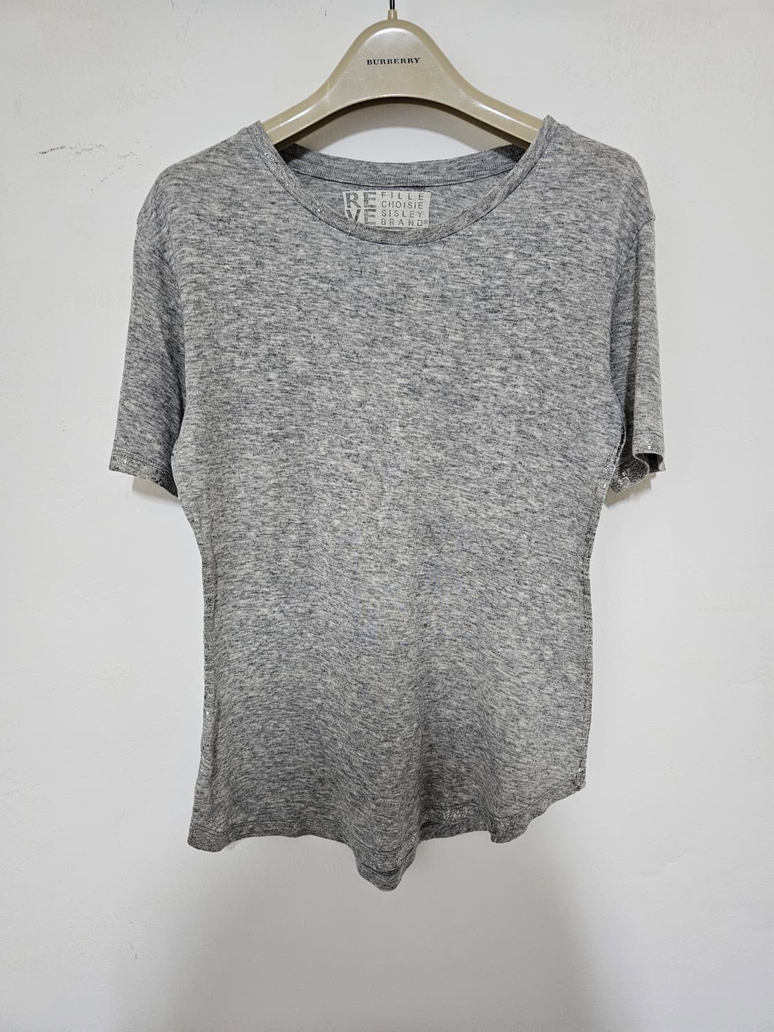 시슬리 라인반짝이 포인트 그레이 반팔티 55. 택만뗀새제품  상품이미지1