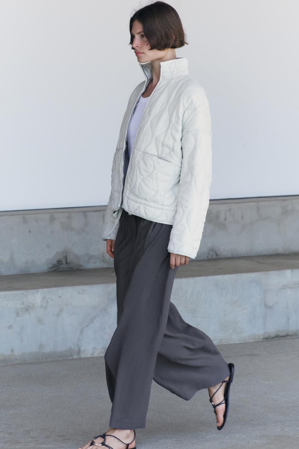 [M] ZARA 자라 빈티지 워싱 피그먼트 다잉 퀼팅 패딩 점퍼 상품이미지4