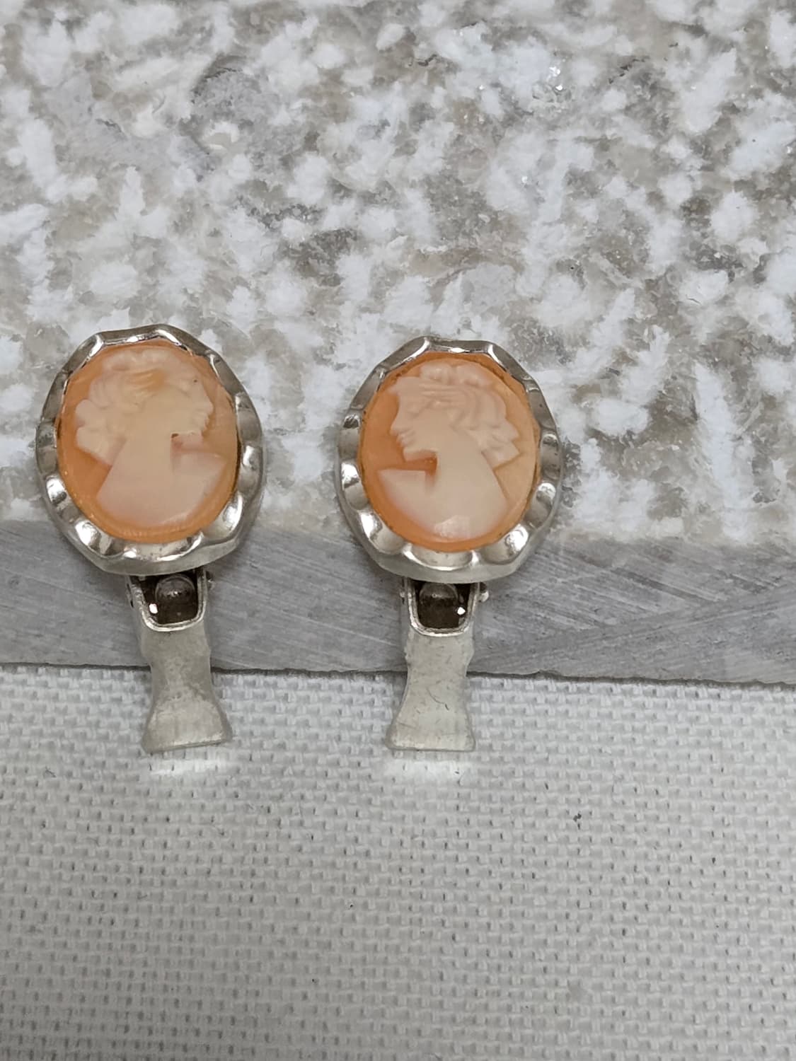 리얼 쉘카메오  실버 925 엔틱 클립형 귀걸이 상품이미지1