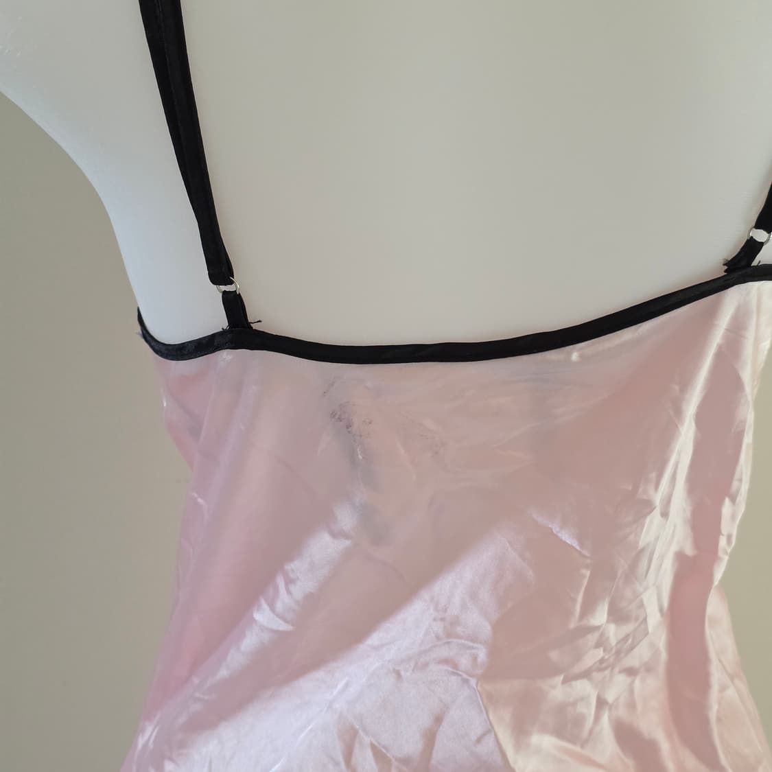 빈티지)블랙x핑크 히메갸루 새틴 로맨틱 딸기우유 슬립홈웨어원피스 상품이미지3